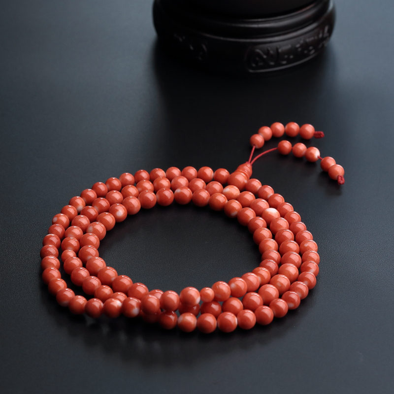 MOMO红珊瑚佛珠|天然红珊瑚念珠|台湾红珊瑚项链】-红掌柜珠宝